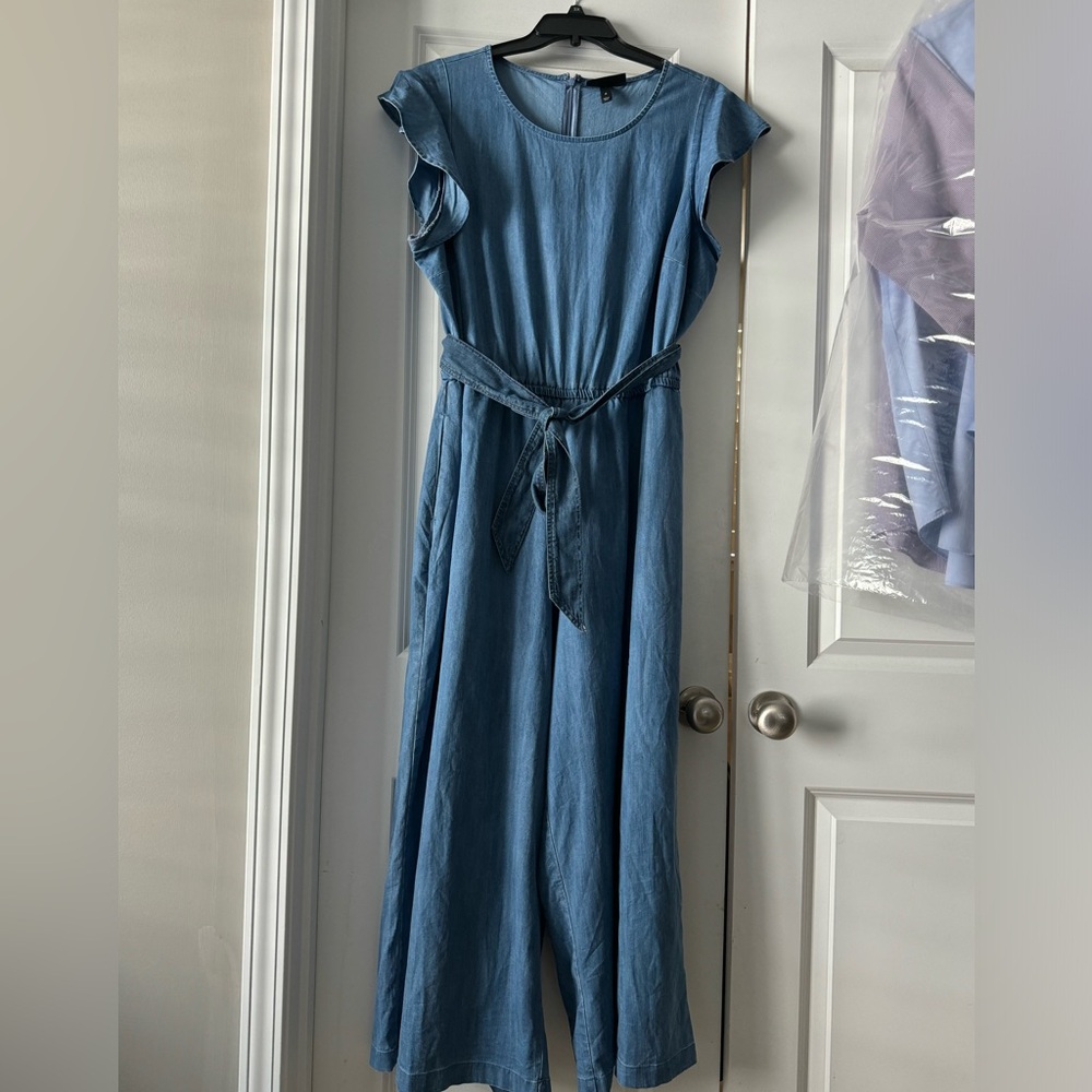 Lane Bryant chambray romper. Cute for work and church.